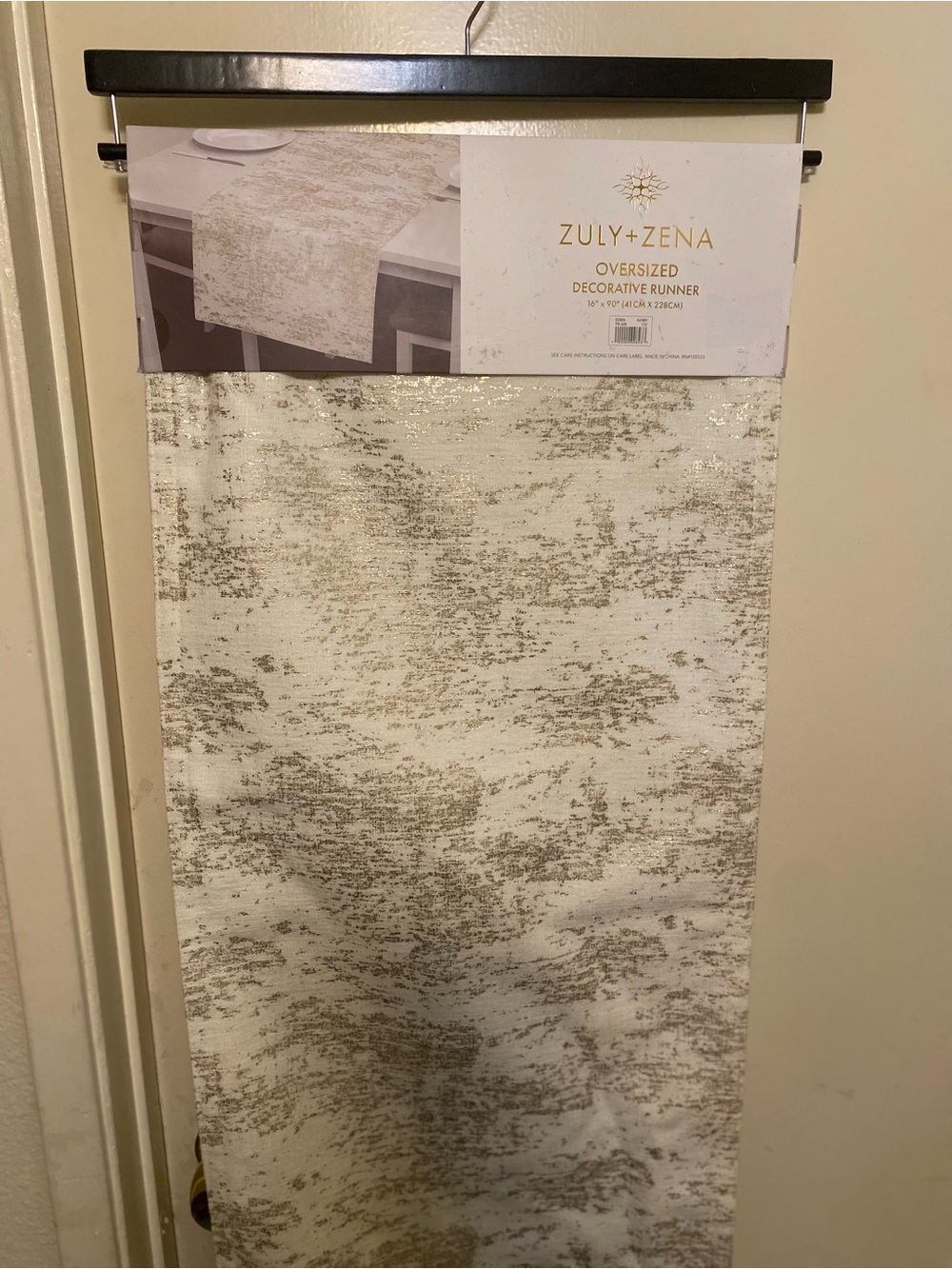 Cream and Gold Oversized Decorative Table Runner